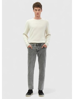 Gri Düz Regular Fit Denim %100 Pamuk Pantolon