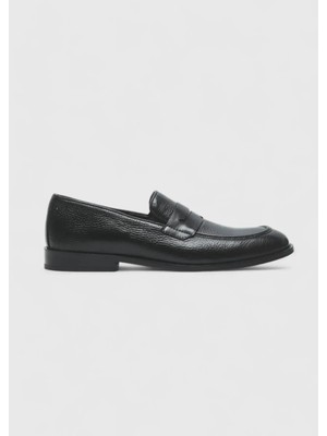 Siyah Deri Casual Loafer