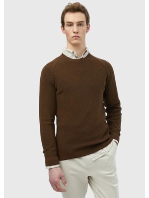 Tarçın Bisiklet Yaka Jakarlı Yün Karışımlı Triko Kazak