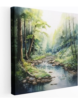 Popcas Bohem Ormanı Kanvas Tablo - Bohem Tarzı Duvar Dekorasyonu Suluboya Manzara
