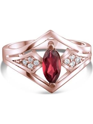 0.68 Karat Pırlanta Garnet Yüzük, Gerçek Pırlanta, Sertifikalı Mücevher