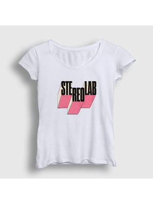 Presmono Kadın Beyaz Logo Stereolab T-Shirt