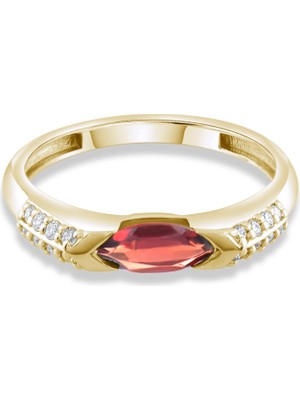 0.65 Karat Pırlanta Garnet Yüzük, Gerçek Pırlanta, Sertifikalı Mücevher