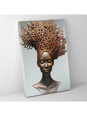 Popcas Afro Heykel Kanvas Tablo - Afro Soyut Heykel Ev Dekorasyonu Duvar Dekorasyonu