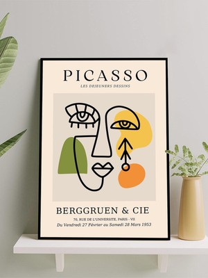 Picasso Dessins, Kahvaltı Çizimleri, Kübizm Sanatsal Çerçeveli Tablo - Çerçeveli Poster
