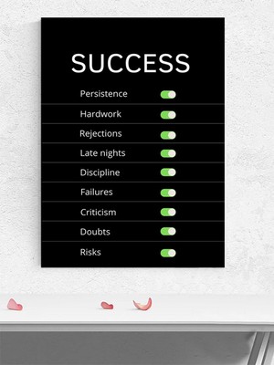 Success On, Başarı Listesi Motivasyon Poster - Afiş - Ofis, Çalışma Odası Dekorasyon