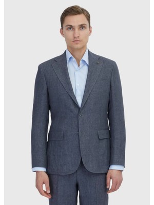 Füme Düz Zeroweight Slim Fit %100 Keten Takım Elbise