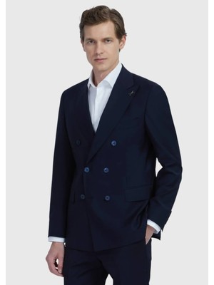 Ramsey Lacivert Düz Yün Karışımlı Takım Elbise