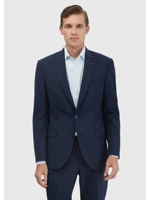 Lacivert Mikro Modern Fit Yün Karışımlı Takım Elbise