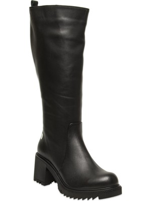 Mammamia D25KC-2330 Kalin Topuklu Günlük Siyah Kadın Çizme