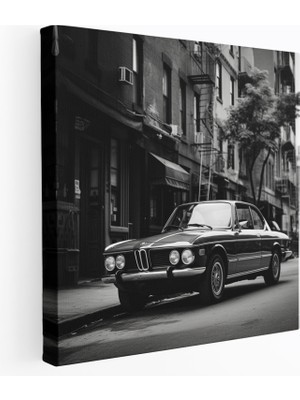 Popcas Bmw Şehirsiyah ve Beyaz Kanvas Tablo - Zamansız Anı Duvar Sanatı