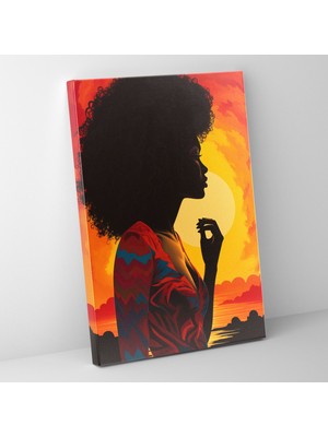 Popcas Afro Kanvas Tablo - Renkli Günbatımıyla Afro Duvar Dekorasyonu