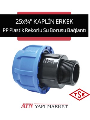 25X¾" Kaplin Erkek – Pp Plastik Rekorlu Su Borusu Bağlantı (Tse Belgeli)