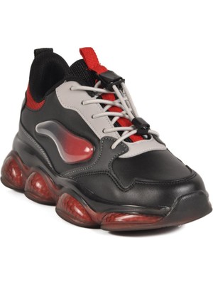 2054  F Siyah-Kırmızı Çocuk Mevsimlik Spor Ayakkabı