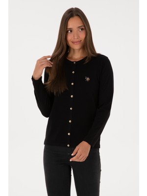 U.s. Polo Assn. Kadın Siyah Hırka (Triko) Slim Kalıp %50 Pamuk %50 Viskoz Günlük Kullanım İçin 50307737-VR046