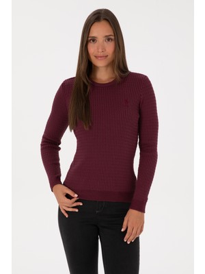 U.S. Polo Assn. Kadın Bordo Bisiklet Yaka Basic Kazak 50307763-VR177