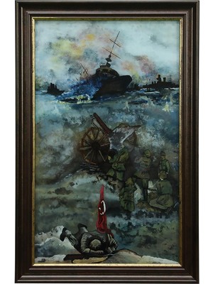 E38 El Işçiliği  Cam Boyama Tablo 37X57 cm - 6330