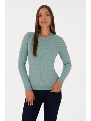 U.S. Polo Assn. Kadın Mint Bisiklet Yaka Basic Kazak 50307763-VR090