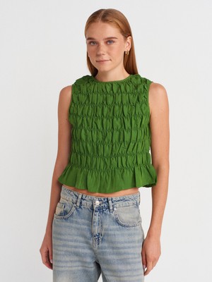 50845 Kolsuz Crop Bluz-Yeşil