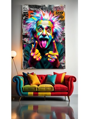 Özkacar Group Modern Soyut Sanat Albert Einstein Iı Ev Duvar Salon Güzellik Salonu Ofis Dükkan Dekarasyon Kanvas Tablo