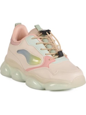 2054  F Krem-Pudra-Su Yeşili Çocuk Mevsimlik Spor Ayakkabı