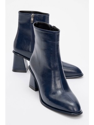 Alba Lacivert Cilt Kadın Kalın Topuklu Bot