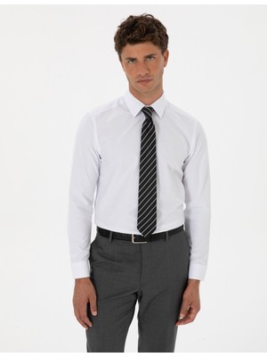 Pierre Cardin Erkek Beyaz Slim Fit Uzun Kollu Basic Gömlek 50316734-VR013