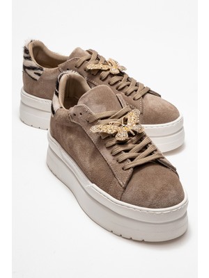 Anda Vizon Süet Hakiki Deri Tokalı Kadın Günlük Spor Ayakkabı