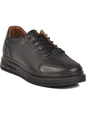 Ayakmod 820 M Siyah-Sarı Hakiki Deri Erkek Ortopedik Günlük Ayakkabı