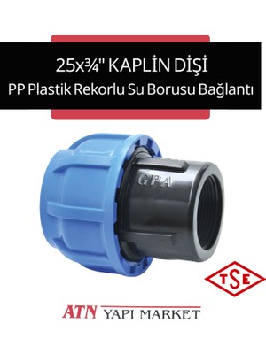 25X¾" Kaplin Dişi – Pp Plastik Rekorlu Su Borusu Bağlantı (Tse Belgeli)