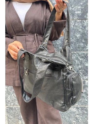 Just Polo Kadın Çok Bölmeli  Yumuşak Yıkamalı Deri Lüks Kol ve Omuz Çantas