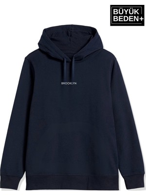 Kadın  Orta Brooklyn Baskılı Büyük Beden Ince Kapşonlu Swatshırt SPR25BSWK61
