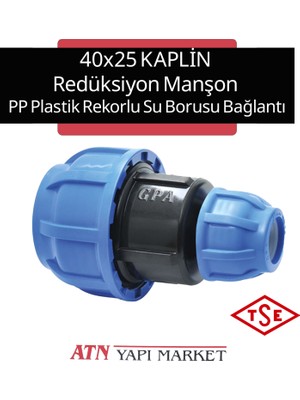 40X25 Kaplin Redüksiyon Manşon – Pp Plastik Rekorlu Su Borusu Bağlantı (Tse Belgeli)