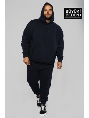 Erkek Büyük Beden Kapşonlu Ince Sweatshirt SPR24BSW57