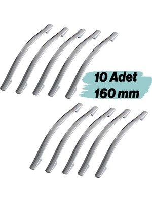 (10 Adet) Metal Kulp 160 Mm-16 cm Mobilya Çekmece Mutfak Dolabı Dolap Kapak Krom Kulp Kulbu Kulpu