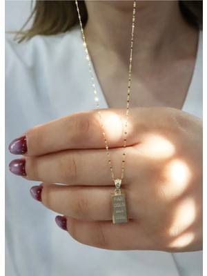 14 Ayar Altın Külçe Kolye