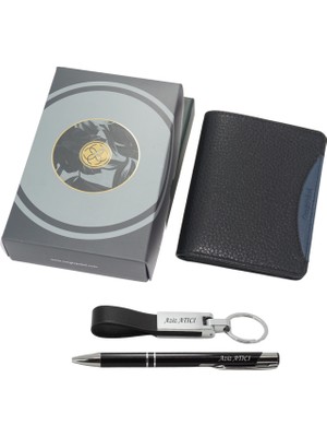 13660 Cengiz Pakel Isme Özel Hakiki Deri Erkek Cüzdan Isme Özel Kalem Anahtarlık Hediyeli