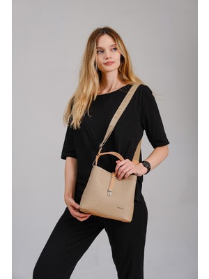 Baskı Desenli Geniş Askılı Su Geçirmez 3 Gözlü Kadın Omuz Çantası