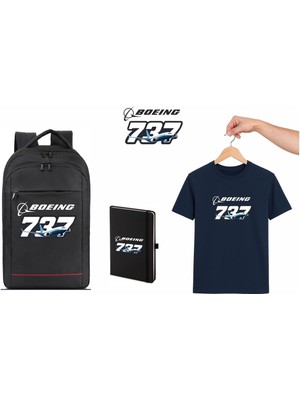 Boeing 737 Tshirt Çanta Defter Kombini Pilot - Havacı - Uçak Tutkunu Hediye