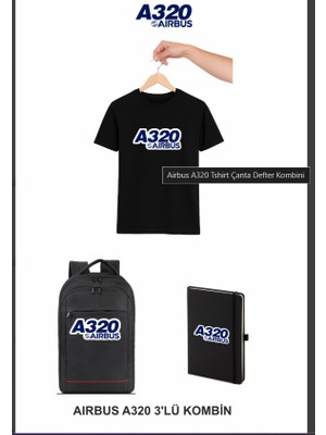 Airbus A320 Tshirt Çanta Defter Kombini Pilot - Havacı - Uçak Tutkunu Hediye