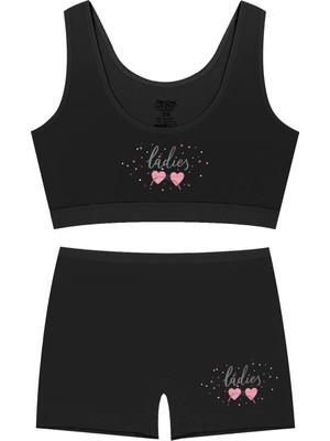 Öts Kız Çocuk Pamuklu Büstiyer Şort Siyah Ladies Rahat Spor Kesim (8803-SİY)