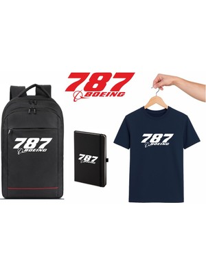 Boeing 787 Tshirt Çanta Defter Kombini Pilot - Havacı - Uçak Tutkunu Hediye