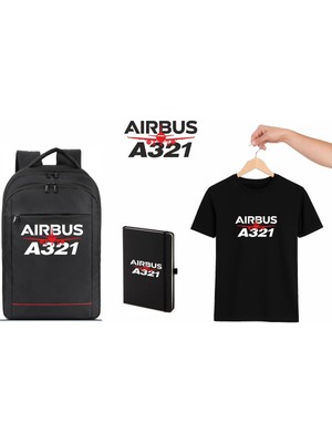 Airbus A321 Tshirt Çanta Defter Kombini Pilot - Havacı - Uçak Tutkunu Hediye