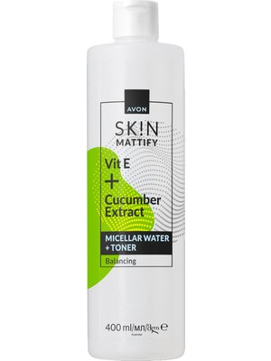 Avon Sk!n Micellar Temizleme Suyu + Tonik 400 Ml E Vitamini ile Tüm Cilt Tipleri için Arındırıcı Etki