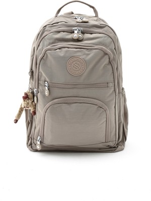 Sanmorris Unisex Suya Dayanıklı Krinkıl Kumaş Çok Gözlü Orta Boy Laptop Okul ve Sırt Çantası 3013