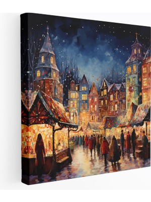 Popcas Yılbaşı Duvar Dekorasyonu - Soyut Yılbaşı Pazarı - Yılbaşı Duvar Sanatı Tezgahlar