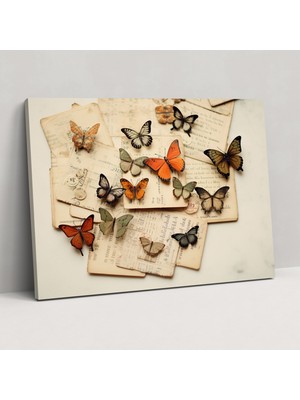 Popcas Kurutulmuş Kelebekler Fotoğraf Gerçekçi Koleksiyonu Vintage Kanvas Tablo - Duvara Asılabilir Sanat Kelebekler Kuru Kelebekler Fotoğraf Gerçekçi Koleksiyon Kanvas