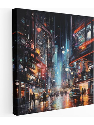 Popcas Parlayan Şehir Manzaralı Kanvas Tablo