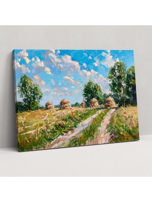 Popcas Claude Monet Kanvas Tablo - Samanlık Manzaralı Duvar Sanatı - Claude Monet Duvar Dekorasyonu Ev Dekorasyonu