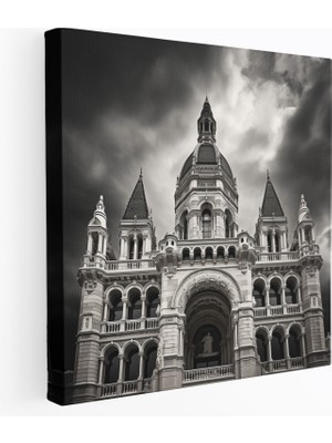 Popcas Mimari Anıt Kanvas Tablo - Banyo Için Siyah Beyaz Duvar Sanatı Şık Ev Dekorasyonu